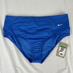 NEW Nike Swimsuit Brief Womens XL Blue High Waisted Zip Pocket Swim Bottoms Tags
